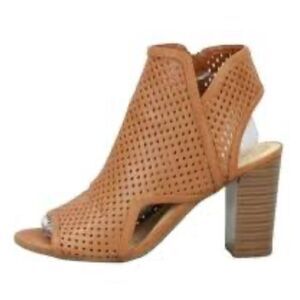 Circus Sam Edelman Emerson Luggage Peep Toe Bootie Womens 10 Chunky Heels Brown